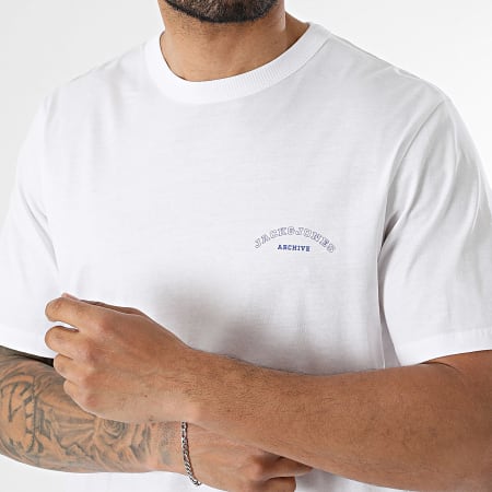 Jack And Jones - Ensemble Tee Shirt Et Short Jogging College Logo Blanc Bleu Marine
