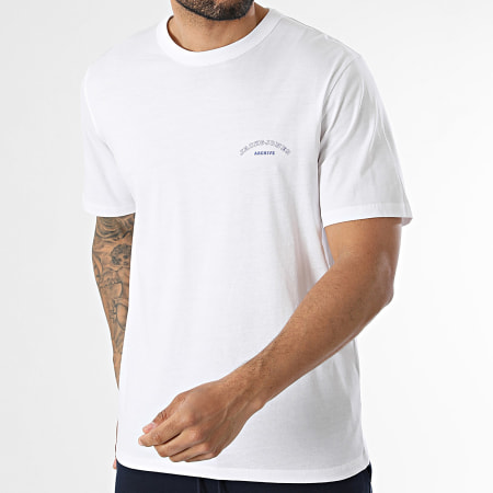 Jack And Jones - Ensemble Tee Shirt Et Short Jogging College Logo Blanc Bleu Marine