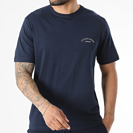 Jack And Jones - Ensemble Tee Shirt Et Short Jogging College Logo Bleu Marine