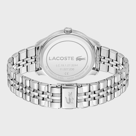 Lacoste - Montre Lisbon Logo Crocodile Argenté Bleu Marine