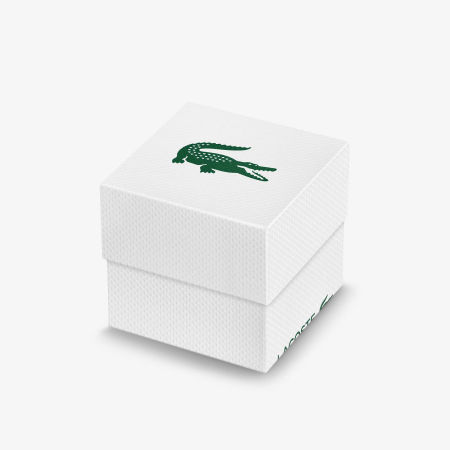 Lacoste - Montre Lisbon Logo Crocodile Argenté Bleu Marine