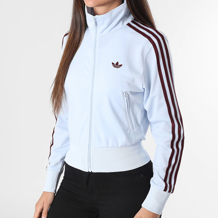 Adidas Originals - Veste Zippée A Bandes Femme FB Classic TT KC6574 Bleu Clair Marron