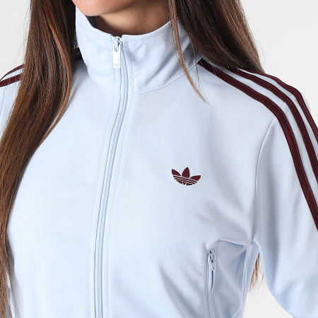 Adidas Originals - Veste Zippée A Bandes Femme FB Classic TT KC6574 Bleu Clair Marron