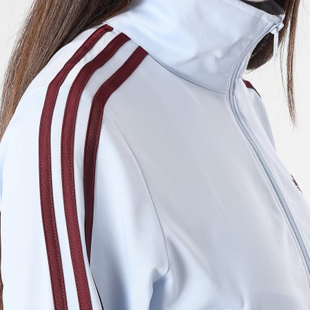 Adidas Originals - Veste Zippée A Bandes Femme FB Classic TT KC6574 Bleu Clair Marron