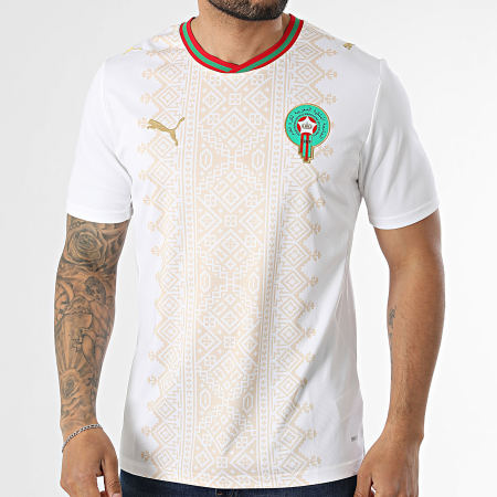 Puma - Camiseta de Fútbol Oficial Marruecos Exterior 2026 783318 Beige Blanco