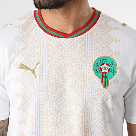 Puma - Camiseta de Fútbol Oficial Marruecos Exterior 2026 783318 Beige Blanco