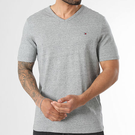 Tommy Hilfiger - Lot De 3 Tee Shirts Col V 3865 Noir Gris Chiné Blanc