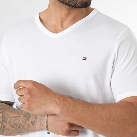 Tommy Hilfiger - Lot De 3 Tee Shirts Col V 3865 Noir Gris Chiné Blanc