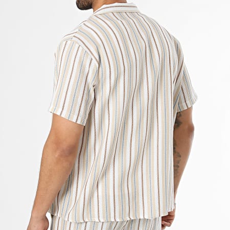 Uniplay - Tracksuit Short Sleeve Shirt And Striped Jogger Short 179 Beige Camel White Blue