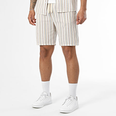 Uniplay - Tracksuit Short Sleeve Shirt And Striped Jogger Short 179 Beige Camel White Blue