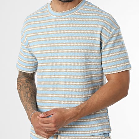 Uniplay - Tracksuit T-Shirts And Jogger Short Striped 210 212 Light Blue Beige