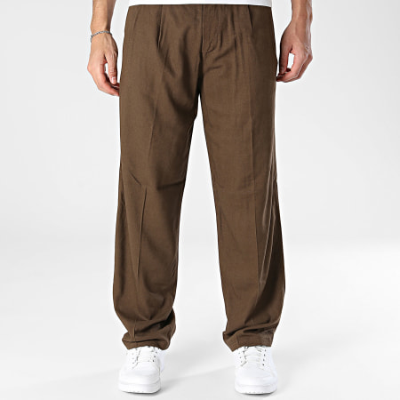 Uniplay - Pantalón Chino Efecto Lino 601 Marrón