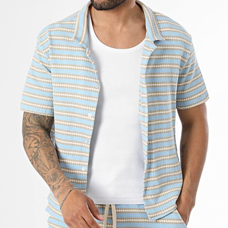 Uniplay - Tracksuit Short Sleeve Shirt And Jogger Short Striped 211 212 Light Blue Beige