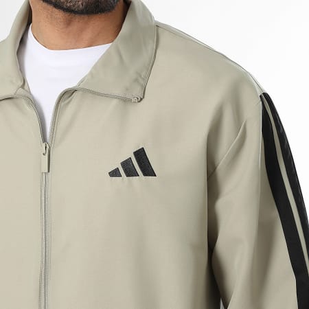 Adidas Sportswear - Trainingsanzug 3 Stripes JY7720 Dunkelbeige Schwarz