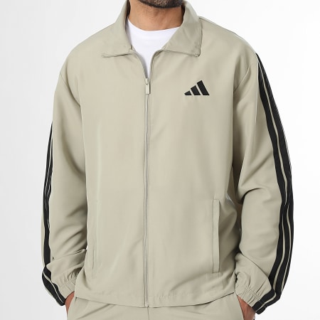 Adidas Sportswear - Trainingsanzug 3 Stripes JY7720 Dunkelbeige Schwarz