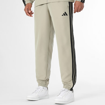 Adidas Sportswear - Trainingsanzug 3 Stripes JY7720 Dunkelbeige Schwarz