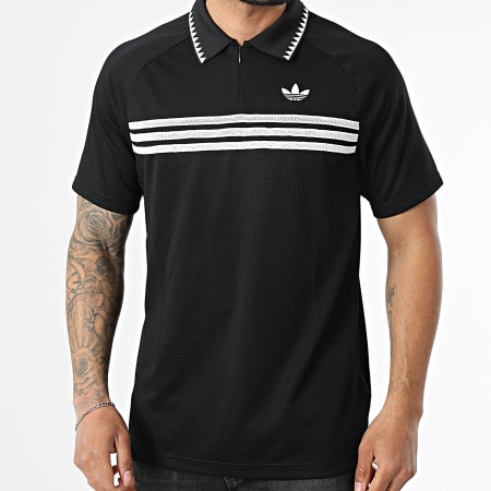 Adidas Originals - Polo Manches Courtes Texturé Chest Stripe KE2141 Noir