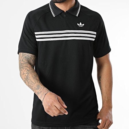 Adidas Originals - Polo Manches Courtes Texturé Chest Stripe KE2141 Noir