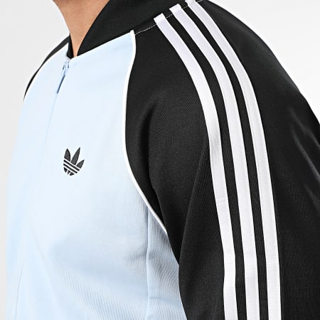 Adidas Originals - Veste Zippée A Bandes SST KE2409 Bleu Clair Noir
