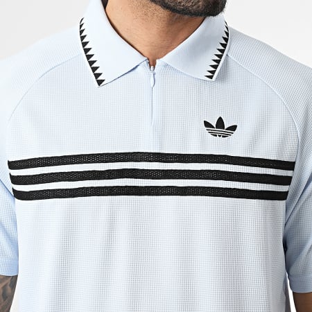 Adidas Originals - Polo Manches Courtes Texturé Chest Stripe KE3356 Bleu Clair