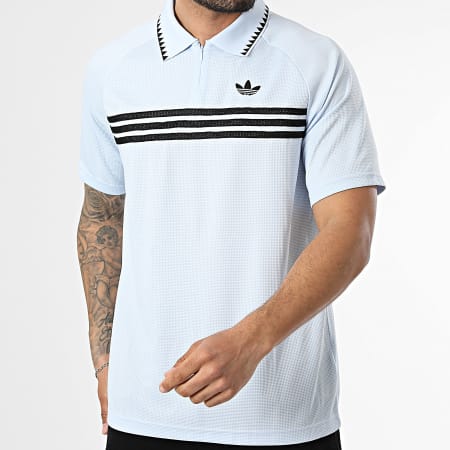Adidas Originals - Polo Manches Courtes Texturé Chest Stripe KE3356 Bleu Clair