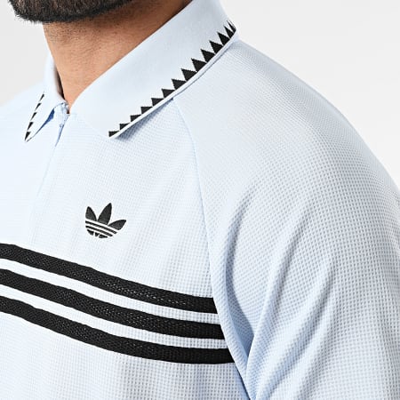 Adidas Originals - Polo Manches Courtes Texturé Chest Stripe KE3356 Bleu Clair