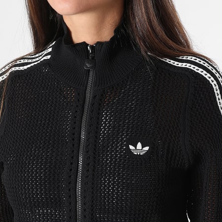 Adidas Originals - Veste Zippée Ajourée A Bandes Femme Knitted Crochet Firebird KC6497 Noir