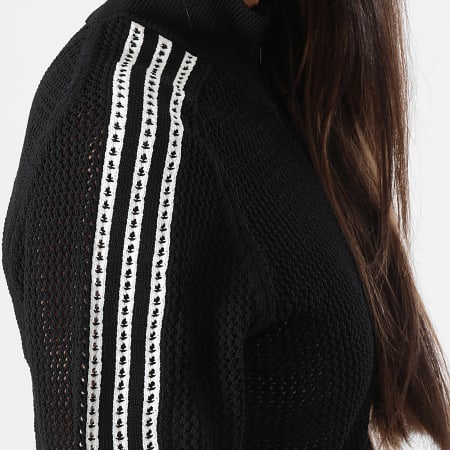 Adidas Originals - Veste Zippée Ajourée A Bandes Femme Knitted Crochet Firebird KC6497 Noir