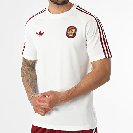 Adidas Originals - Ensemble Maillot De Foot Et Short Jogging Espagne JZ2256 JZ2257 Beige Clair Bordeaux