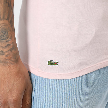 Lacoste - Pack de 6 Camisetas Slim Logo Bordado Cocodrilo Negro Blanco Gris Jaspeado Rosa Azul Claro