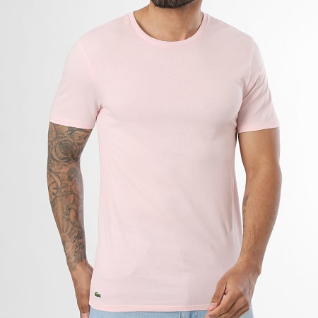 Lacoste - Pack de 6 Camisetas Slim Logo Bordado Cocodrilo Negro Blanco Gris Jaspeado Rosa Azul Claro