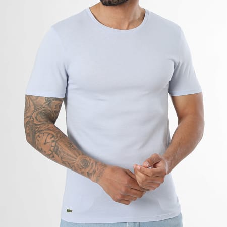 Lacoste - Pack de 6 Camisetas Slim Logo Bordado Cocodrilo Negro Blanco Gris Jaspeado Rosa Azul Claro