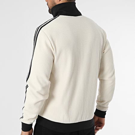 Adidas Originals - Veste Zippée A Bandes Texturée Waffle JW0109 Beige Noir