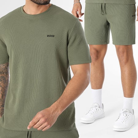 BOSS - Conjunto T-Shirt E Calção de treino Waffle 50535891 50535884 Verde Kaki