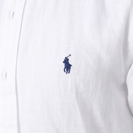 Polo Ralph Lauren - Chemise Manches Courtes En Lin Custom Fit Original Player Blanc