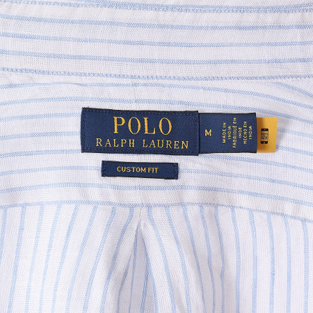 Polo Ralph Lauren - Chemise Manches Longues A Rayures Original Player Blanc Bleu Clair