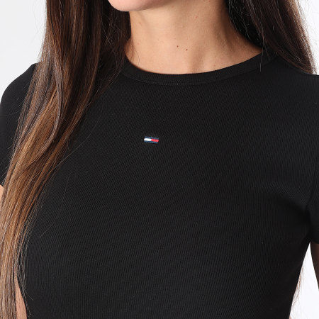 Tommy Jeans - Robe Manches Courtes Femme Mini Bodycon Rib 2613 Noir