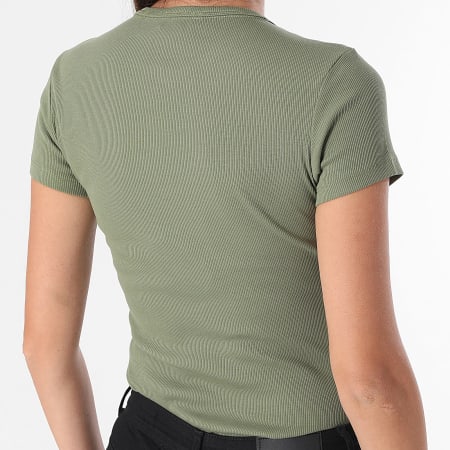 Tommy Jeans - Tee Shirt Slim Femme Essential 7383 Vert Kaki