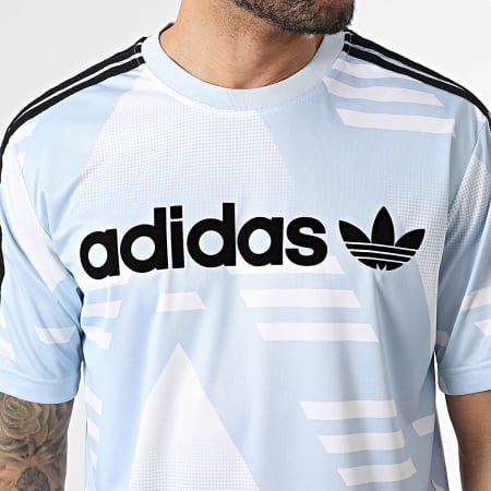Adidas Originals - T-Shirts Loose Striped Sponsored Jersey KE2161 Light Blue Black