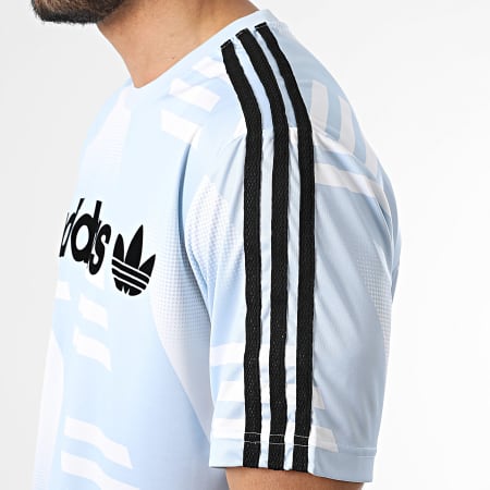 Adidas Originals - T-Shirts Loose Striped Sponsored Jersey KE2161 Light Blue Black