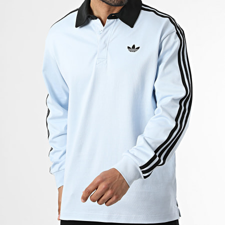 Adidas Originals - Polo Manches Longues A Bandes 3 Stripes KE2445 Bleu Clair