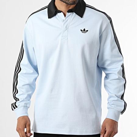 Adidas Originals - Polo Manches Longues A Bandes 3 Stripes KE2445 Bleu Clair