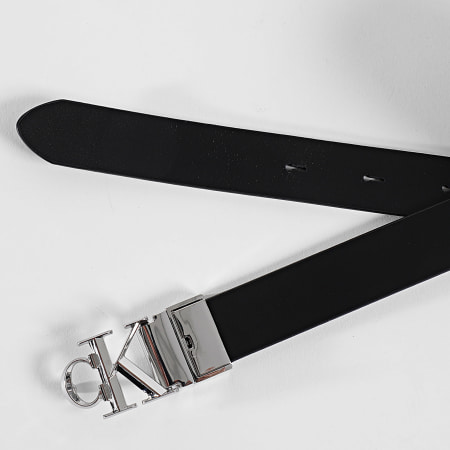 Calvin Klein - Ceinture Réversible Femme Facted F7044G Noir Argenté