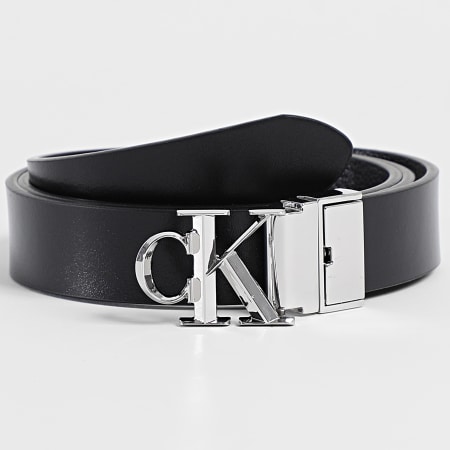 Calvin Klein - Ceinture Réversible Femme Facted F7044G Noir Argenté