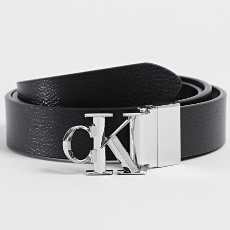 Calvin Klein - Ceinture Réversible Femme Facted F7044G Noir Argenté