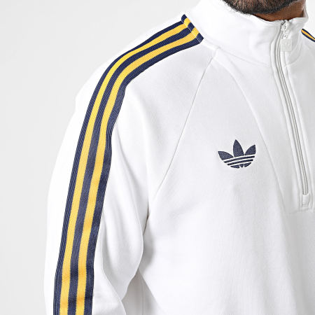 Adidas Originals - Sudadera Cuello Con Cremallera A Bandas Real Madrid Originals JZ9157 Blanco