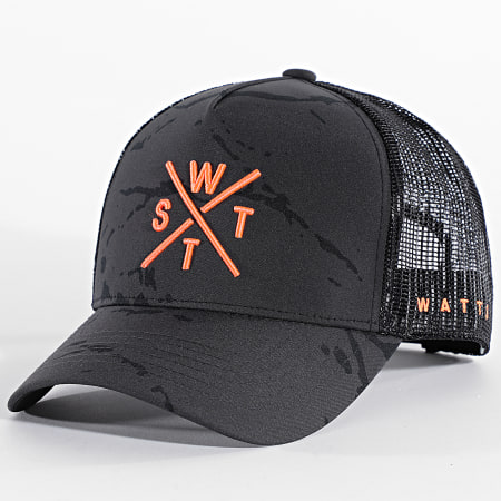 Watts - Casquette Trucker Tribe Noir Gris Anthracite Orange Fluo