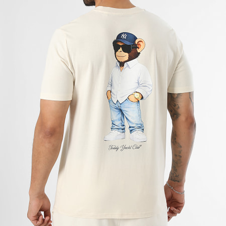 Teddy Yacht Club - Conjunto Camiseta Y Pantalón Corto de chándal Monkey Style NY Back Beige
