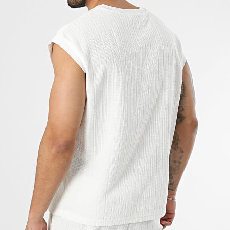 Frilivin - Ensemble Tee Shirt Sans Manches Et Pantalon Jogging Texturé 51A Beige Clair
