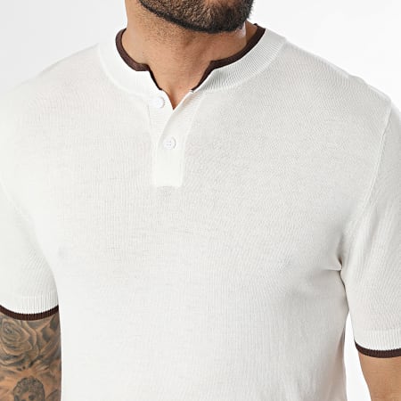 Frilivin - T-Shirt Malha Gola Com Botões 715 Bege Claro